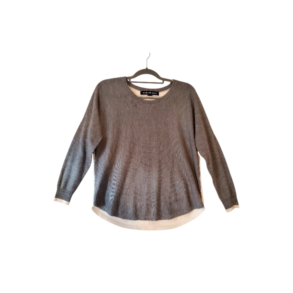 French Connection Gray White Knit Top‎ Size Small